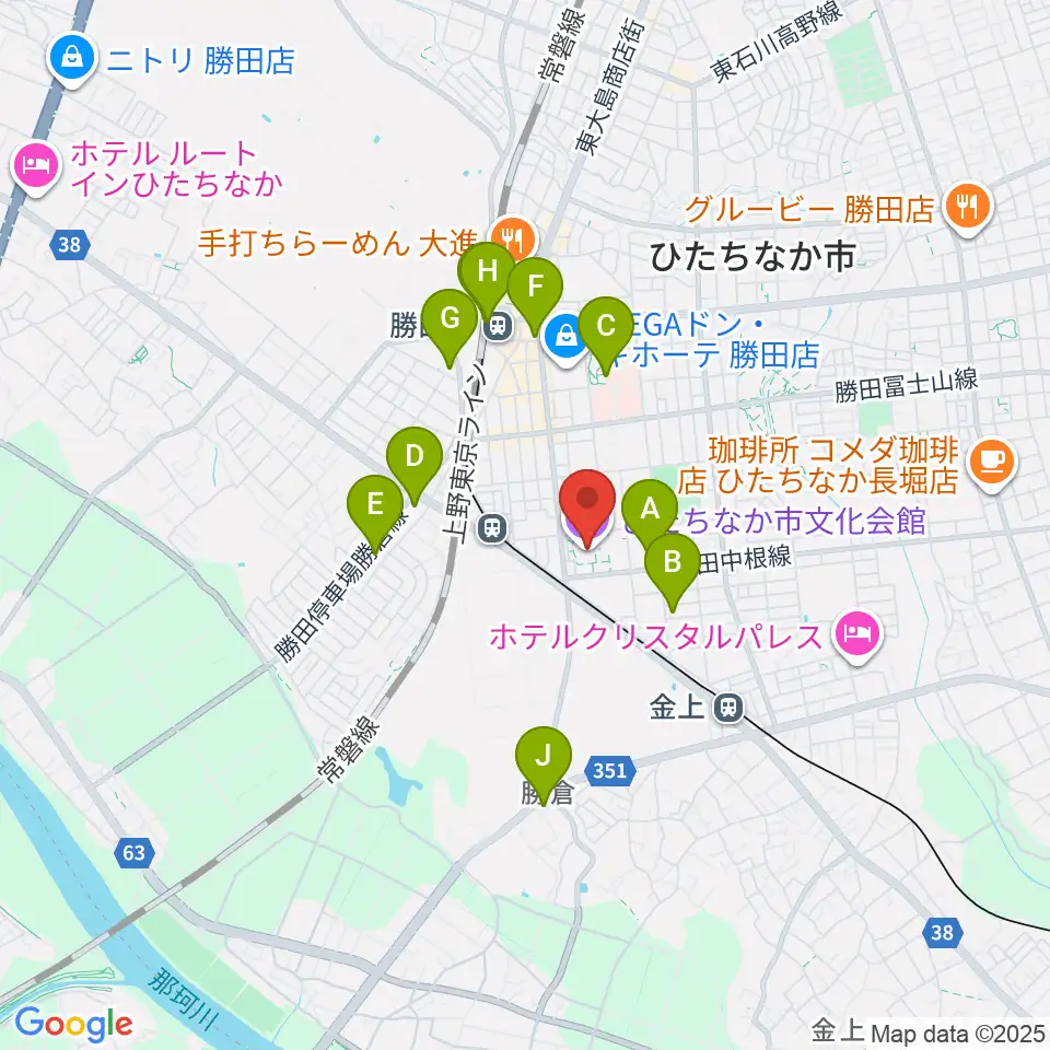 ひたちなか市文化会館周辺のコンビニエンスストア一覧地図