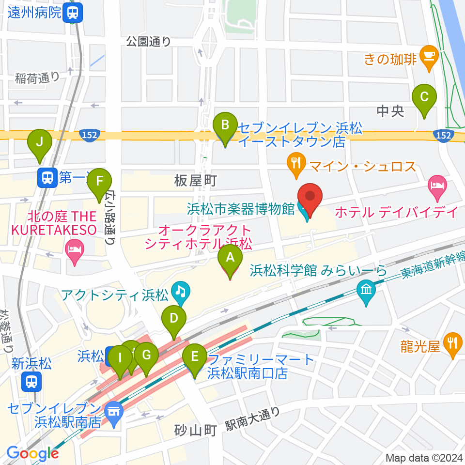 アクトシティ浜松 研修交流センター周辺のコンビニエンスストア一覧地図