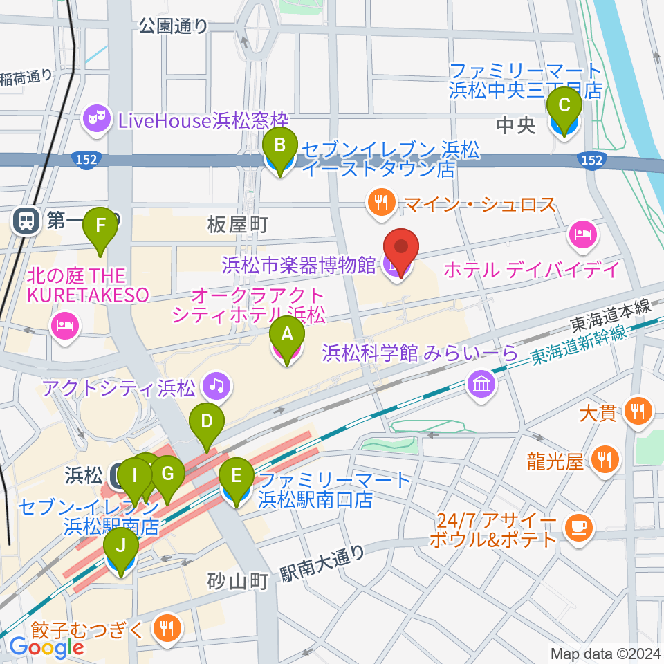 アクトシティ浜松 研修交流センター周辺のコンビニエンスストア一覧地図