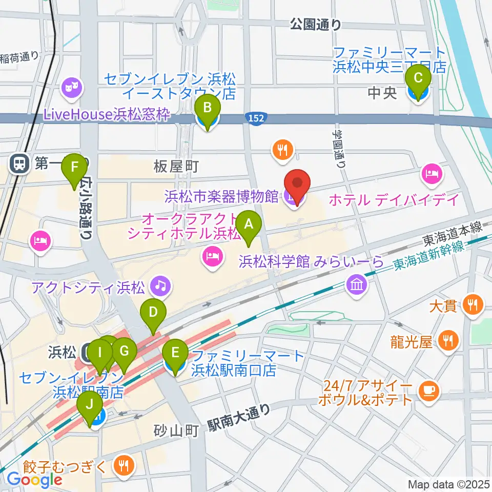 アクトシティ浜松 研修交流センター周辺のコンビニエンスストア一覧地図