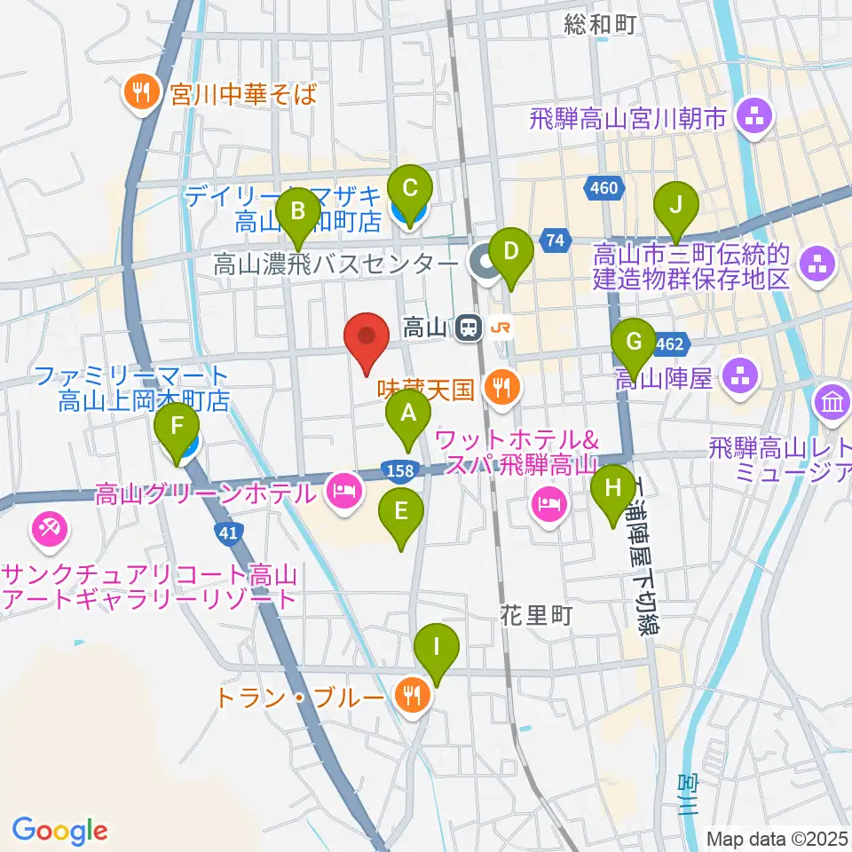高山市民文化会館周辺のコンビニエンスストア一覧地図