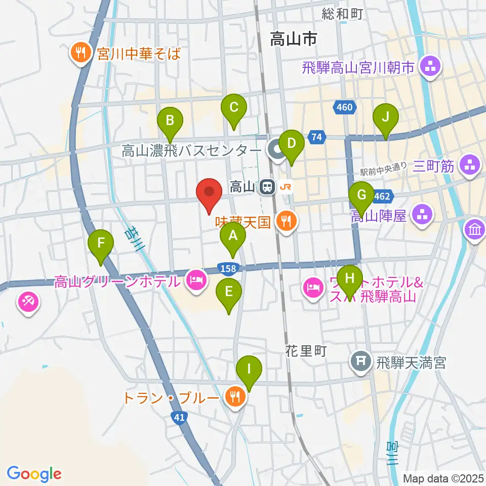 高山市民文化会館周辺のコンビニエンスストア一覧地図