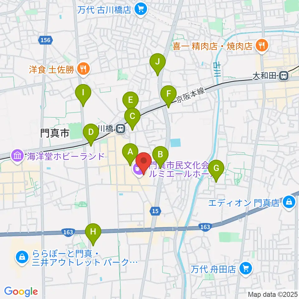 門真市民文化会館 ルミエールホール周辺のコンビニエンスストア一覧地図