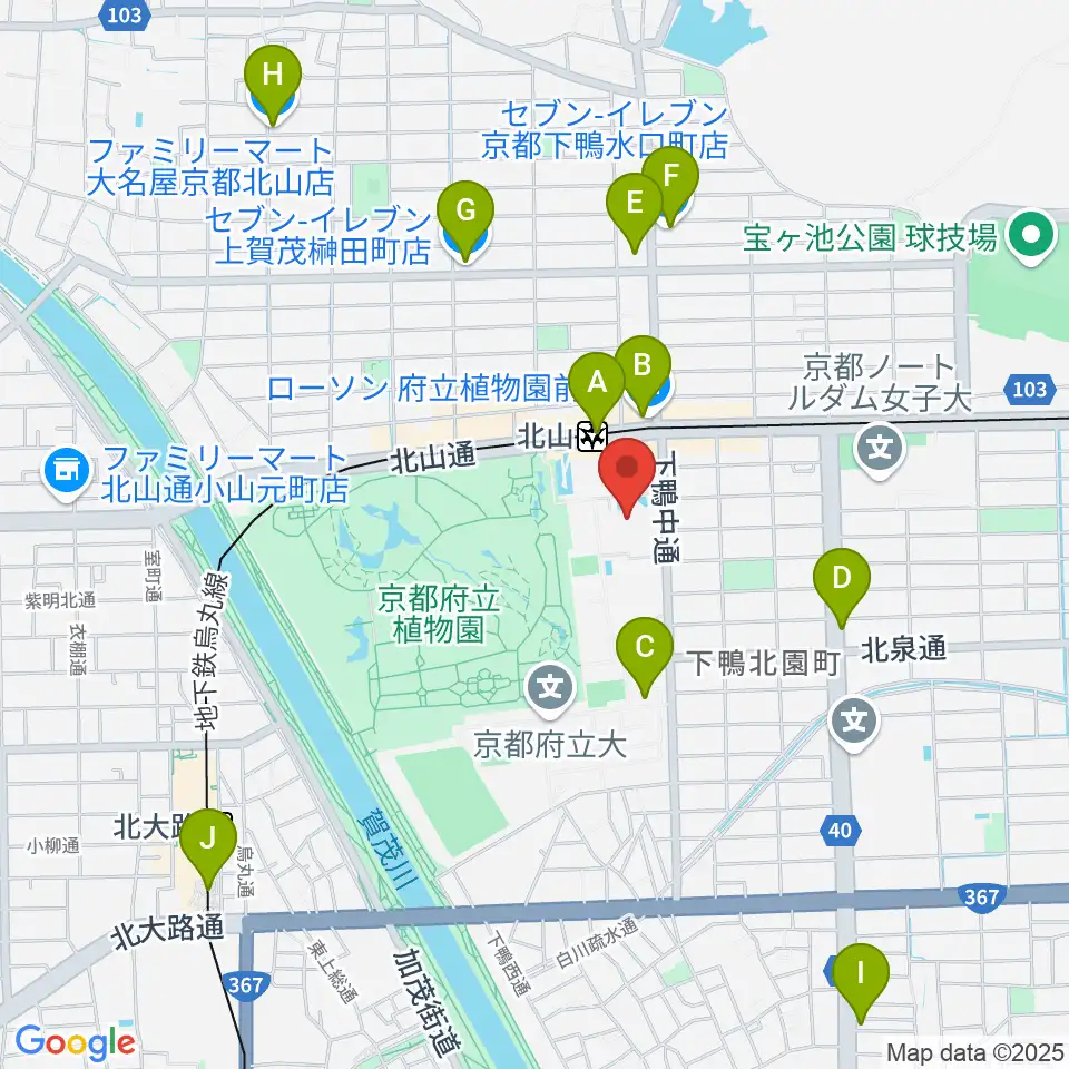 京都コンサートホール周辺のコンビニエンスストア一覧地図