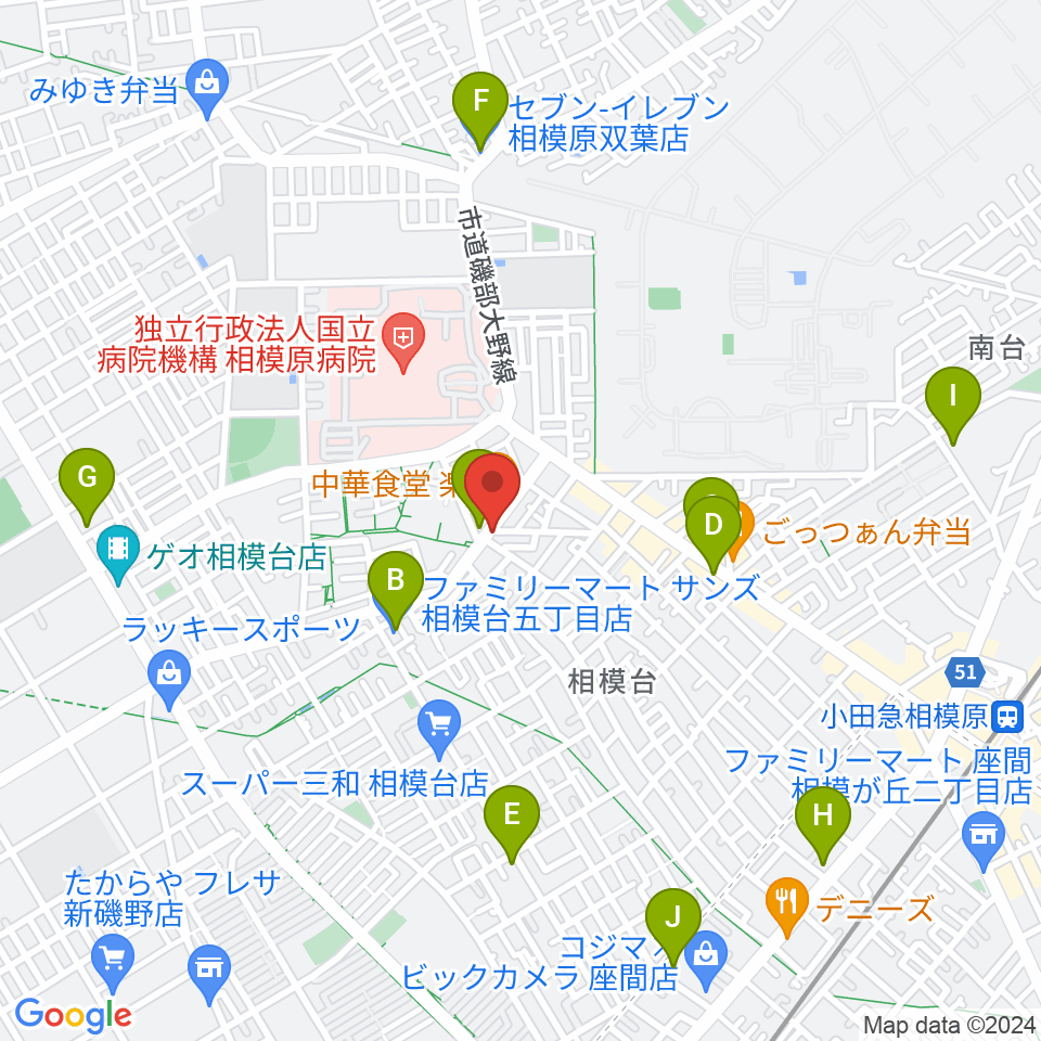 相模原T☆ROCKS周辺のコンビニエンスストア一覧地図