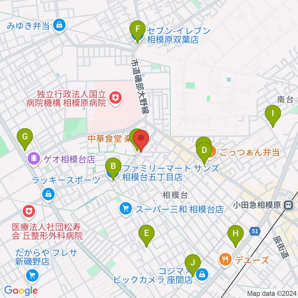 相模原T☆ROCKS周辺のコンビニエンスストア一覧地図