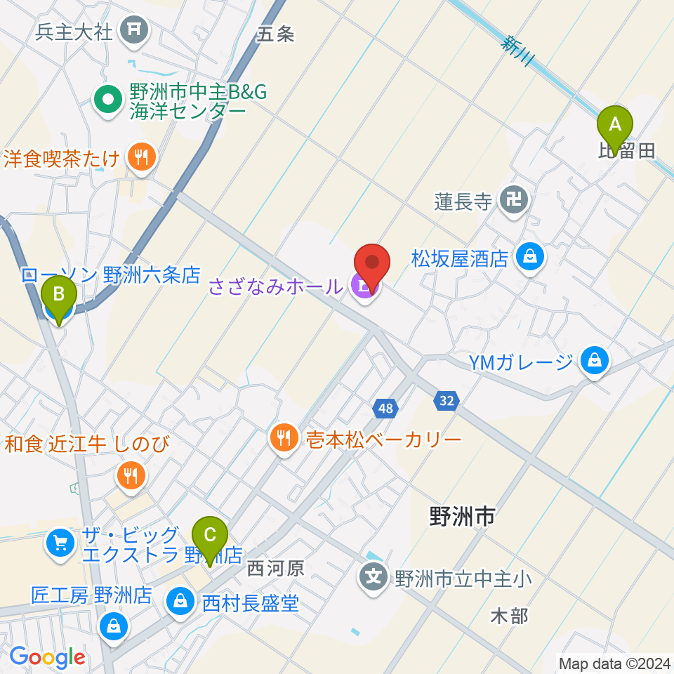 さざなみホール周辺のコンビニエンスストア一覧地図