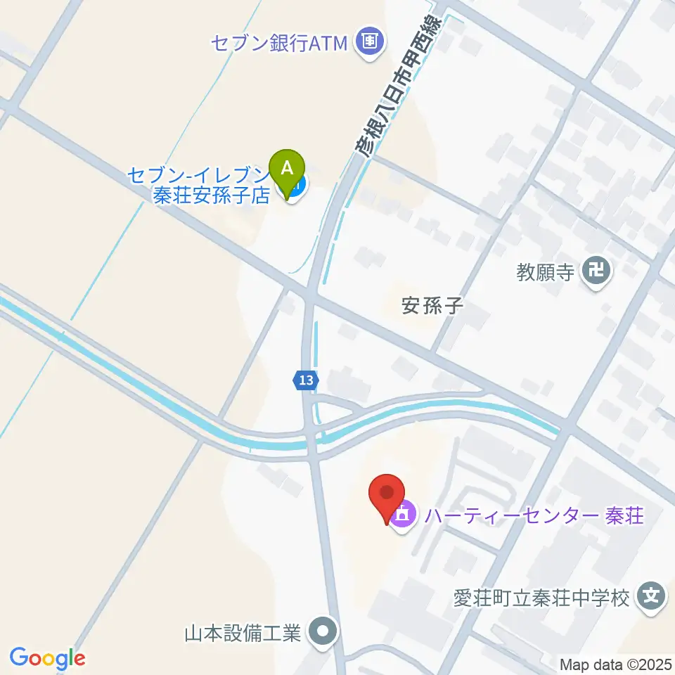 愛荘町立ハーティーセンター秦荘周辺のコンビニエンスストア一覧地図