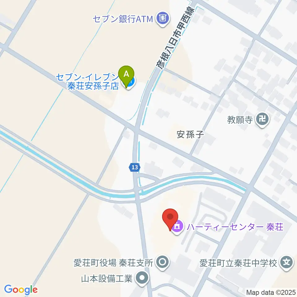 愛荘町立ハーティーセンター秦荘周辺のコンビニエンスストア一覧地図