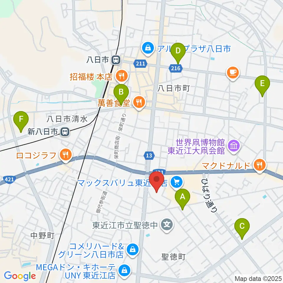 八日市文化芸術会館周辺のコンビニエンスストア一覧地図