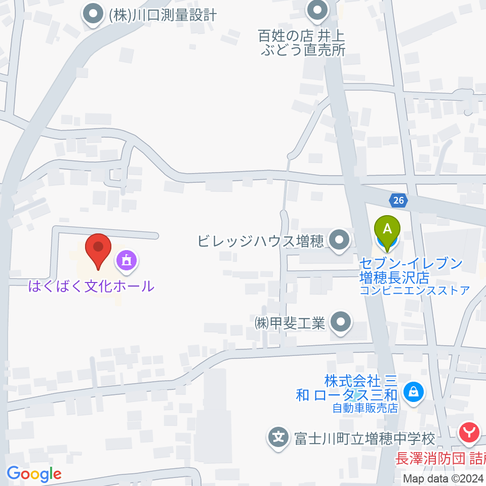 はくばく文化ホール周辺のコンビニエンスストア一覧地図