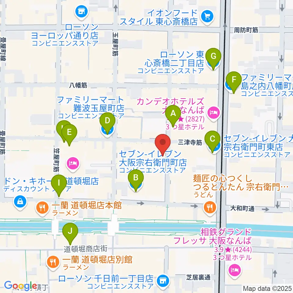 ロフトプラスワン・ウエスト周辺のコンビニエンスストア一覧地図