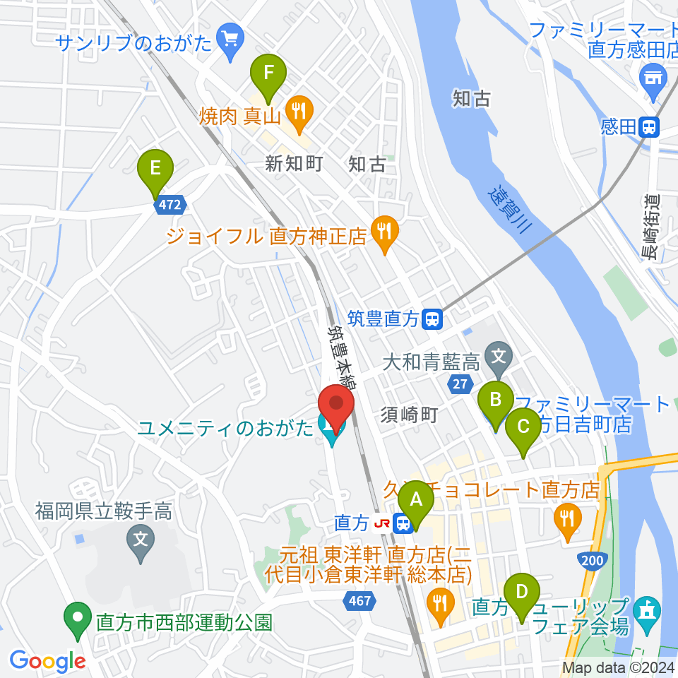 ユメニティのおがた周辺のコンビニエンスストア一覧地図