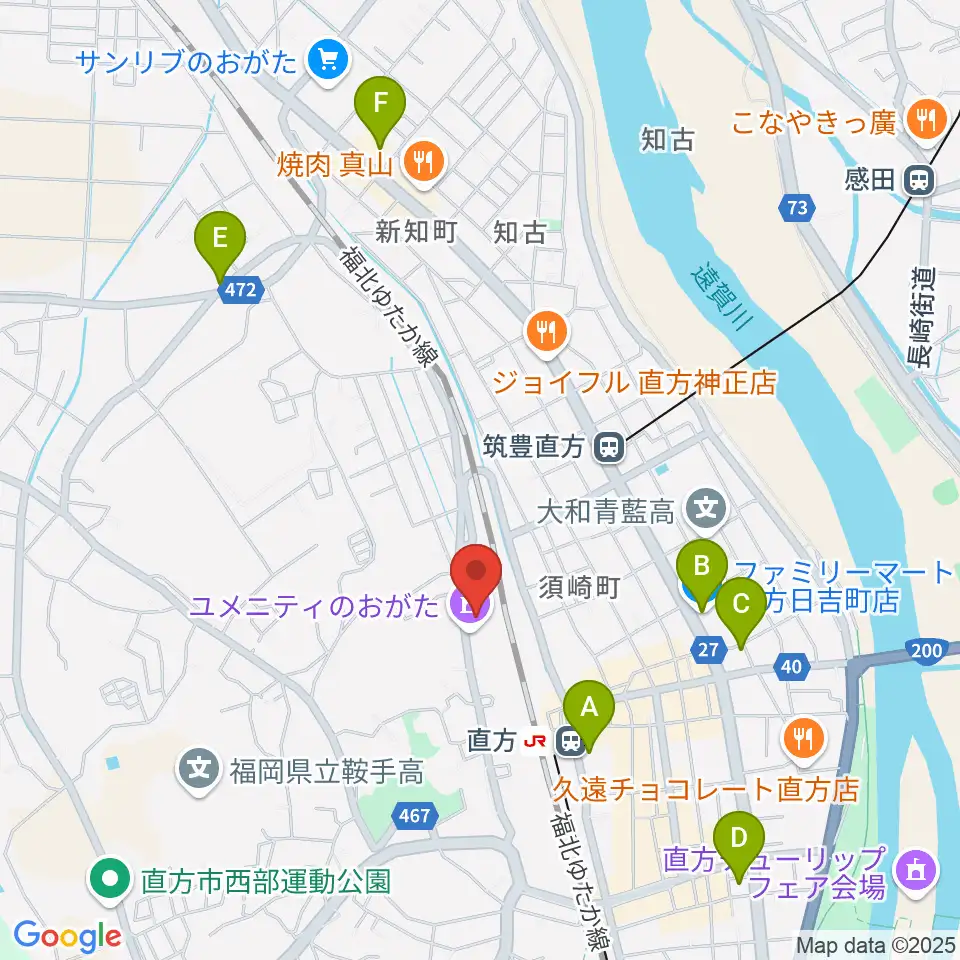 ユメニティのおがた周辺のコンビニエンスストア一覧地図
