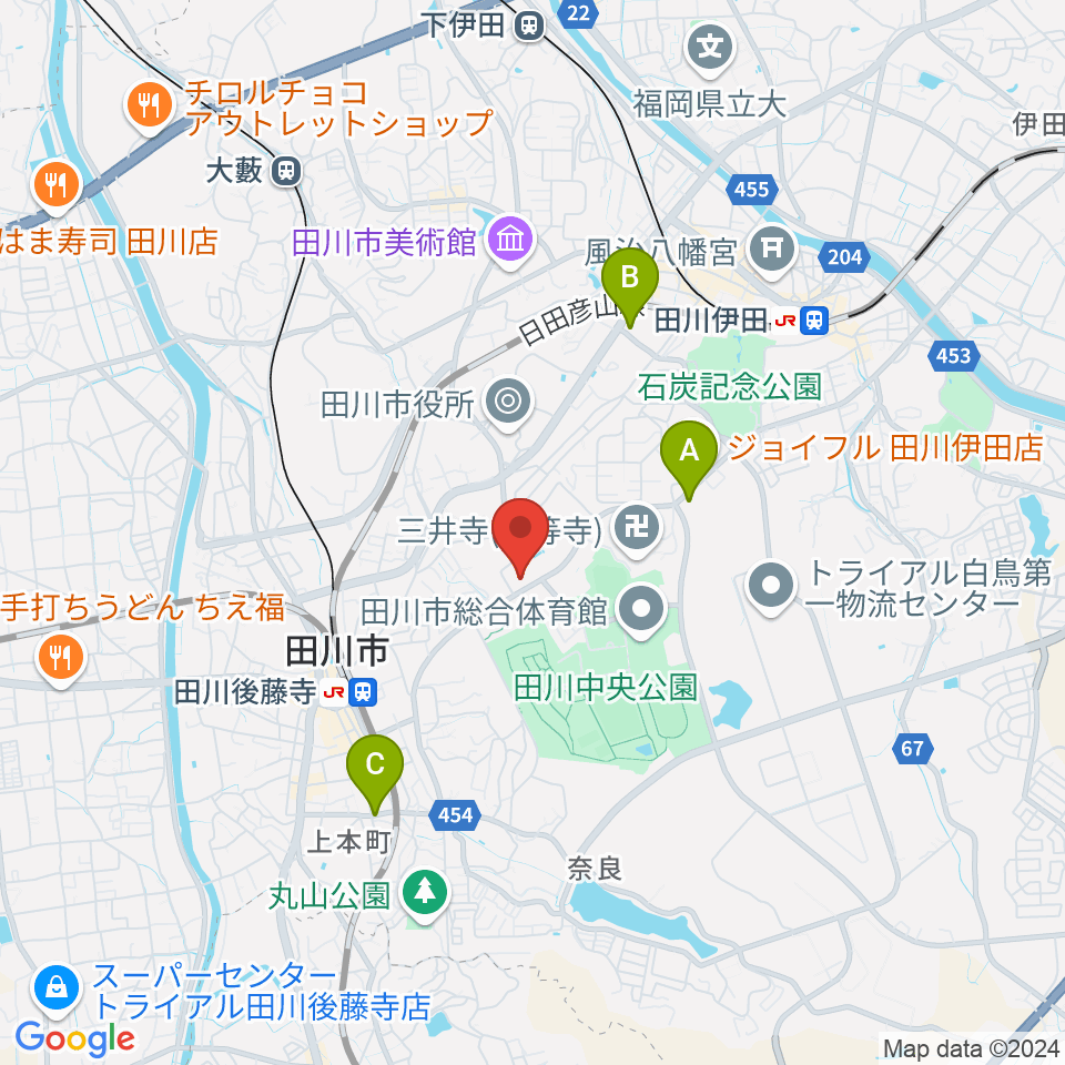 田川文化センター周辺のコンビニエンスストア一覧地図