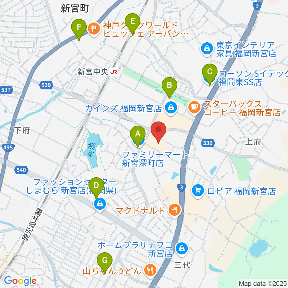 そぴあしんぐう周辺のコンビニエンスストア一覧地図