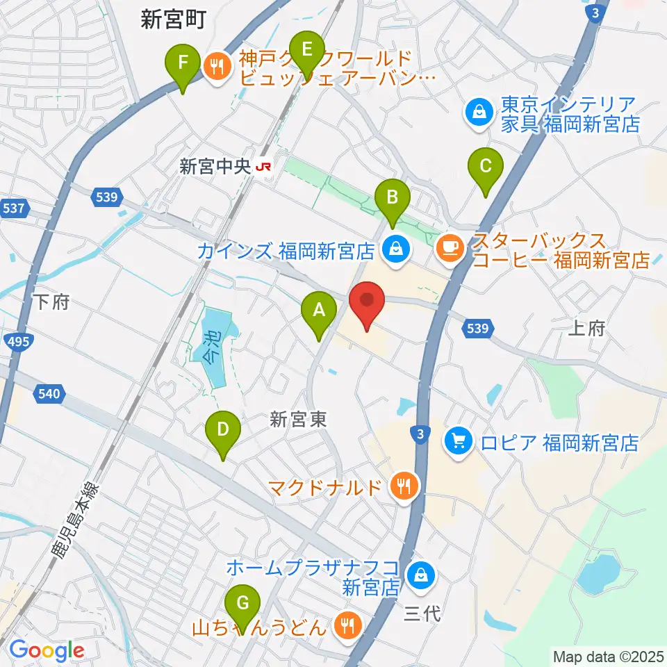 そぴあしんぐう周辺のコンビニエンスストア一覧地図