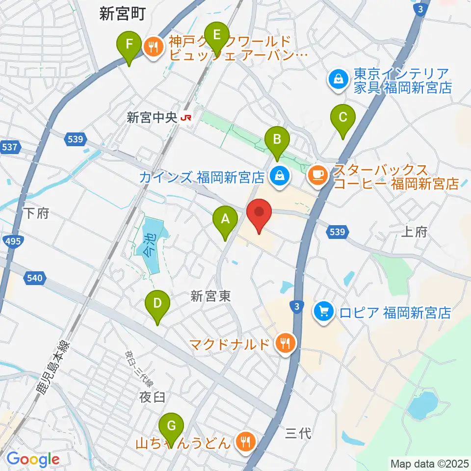 そぴあしんぐう周辺のコンビニエンスストア一覧地図