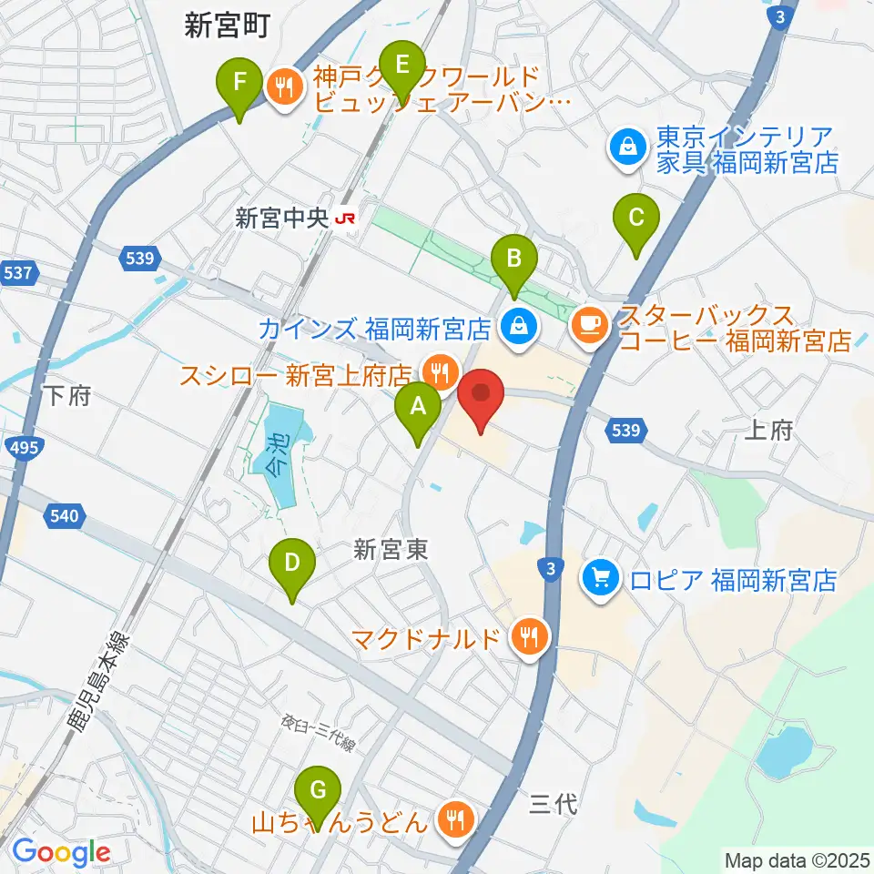 そぴあしんぐう周辺のコンビニエンスストア一覧地図