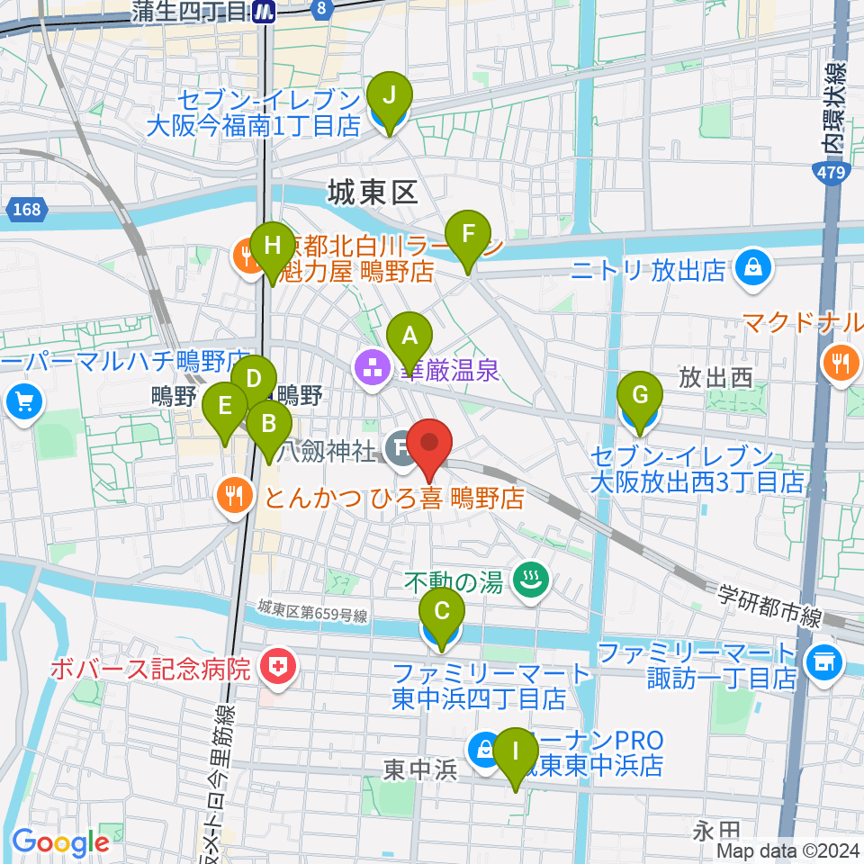 カワセドラムスクール周辺のコンビニエンスストア一覧地図