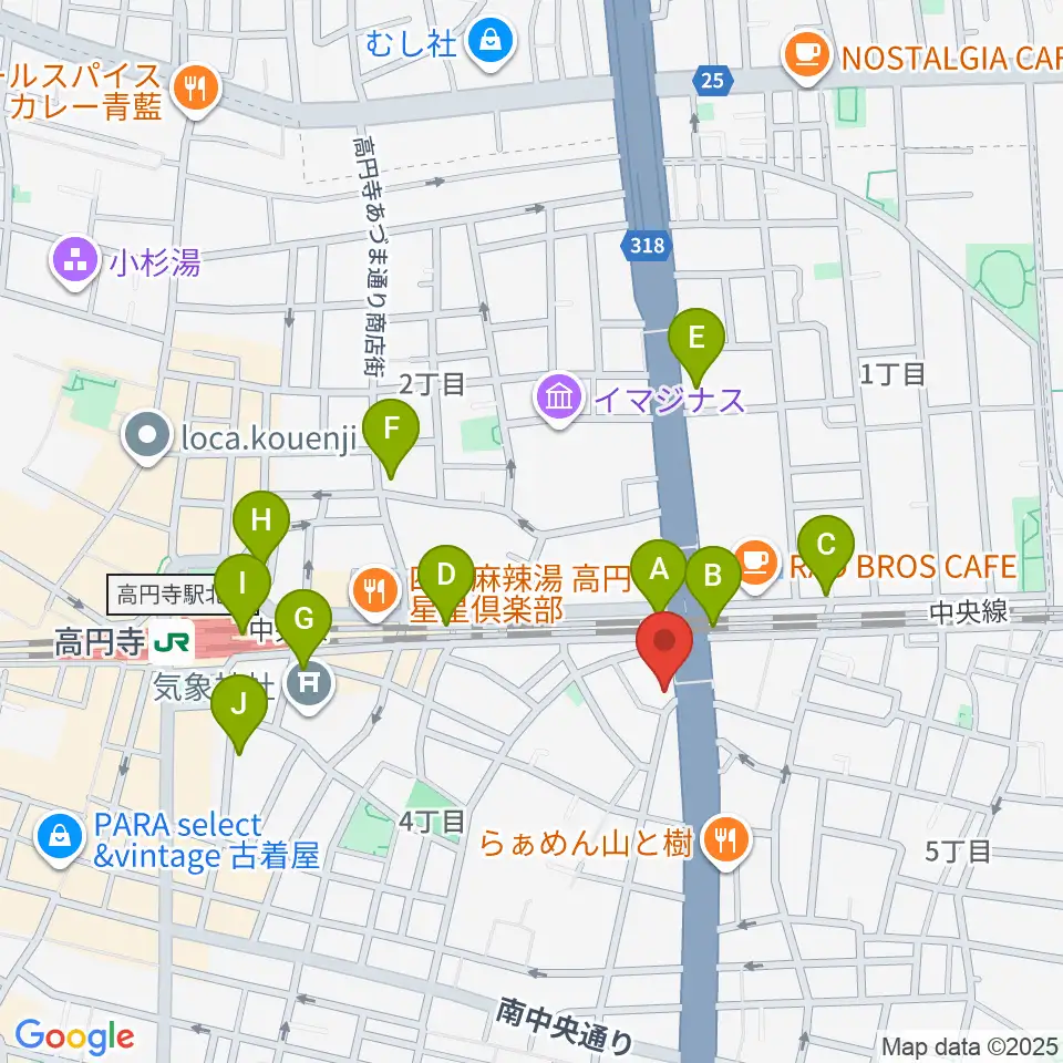高円寺STUDIO K周辺のコンビニエンスストア一覧地図