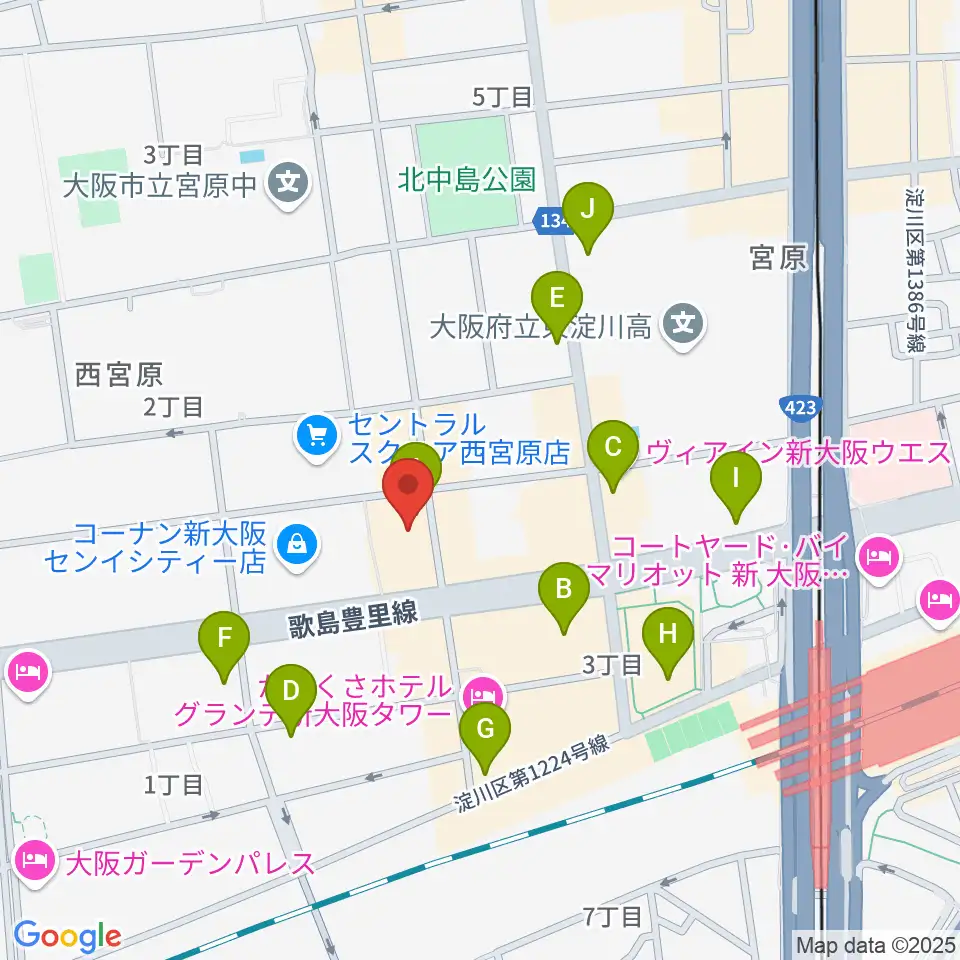 村松楽器 大阪店周辺のコンビニエンスストア一覧地図