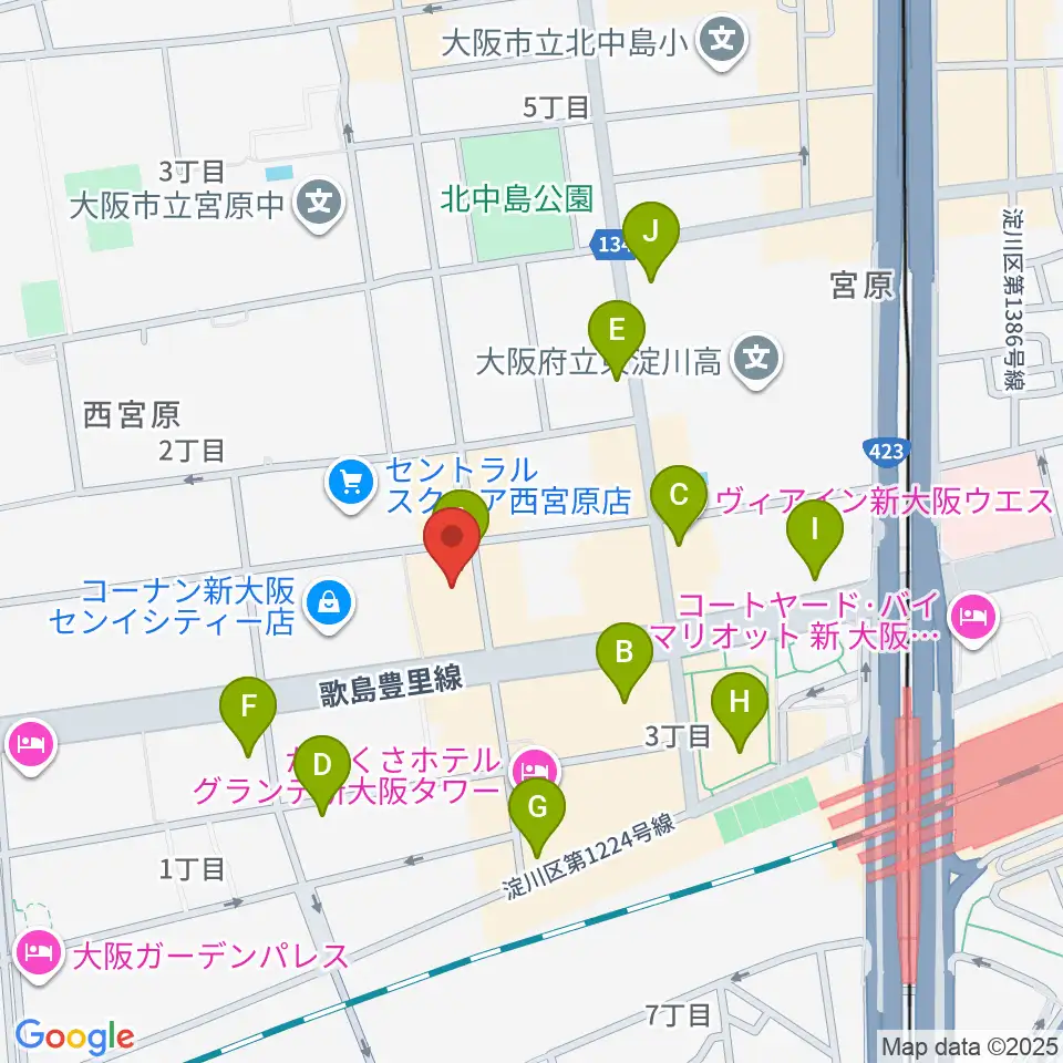 村松楽器 大阪店周辺のコンビニエンスストア一覧地図