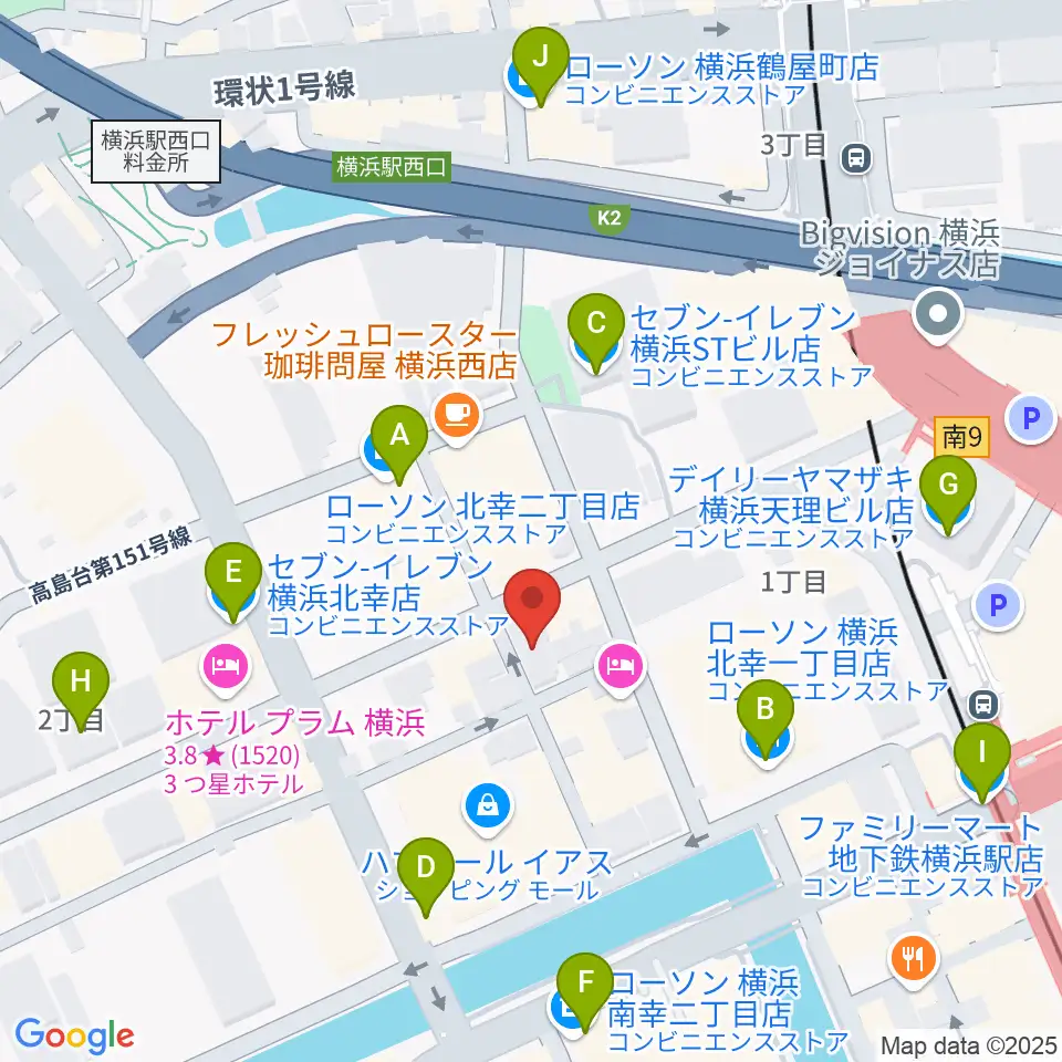 ムラマツ・フルート・レッスンセンター横浜周辺のコンビニエンスストア一覧地図