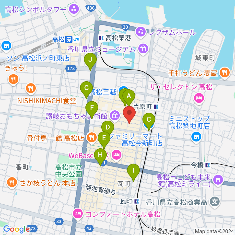 高松RIZIN'周辺のコンビニエンスストア一覧地図