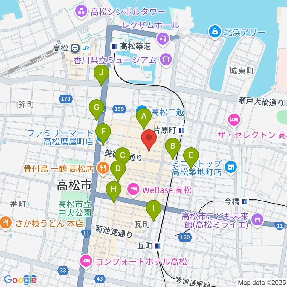 高松RIZIN'周辺のコンビニエンスストア一覧地図