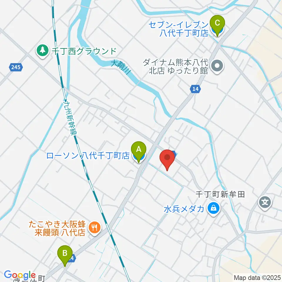 八代市公民館周辺のコンビニエンスストア一覧地図