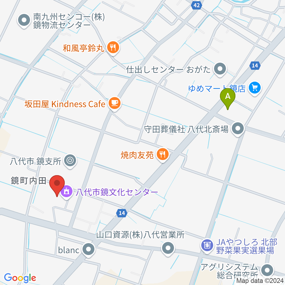 八代市鏡文化センター周辺のコンビニエンスストア一覧地図