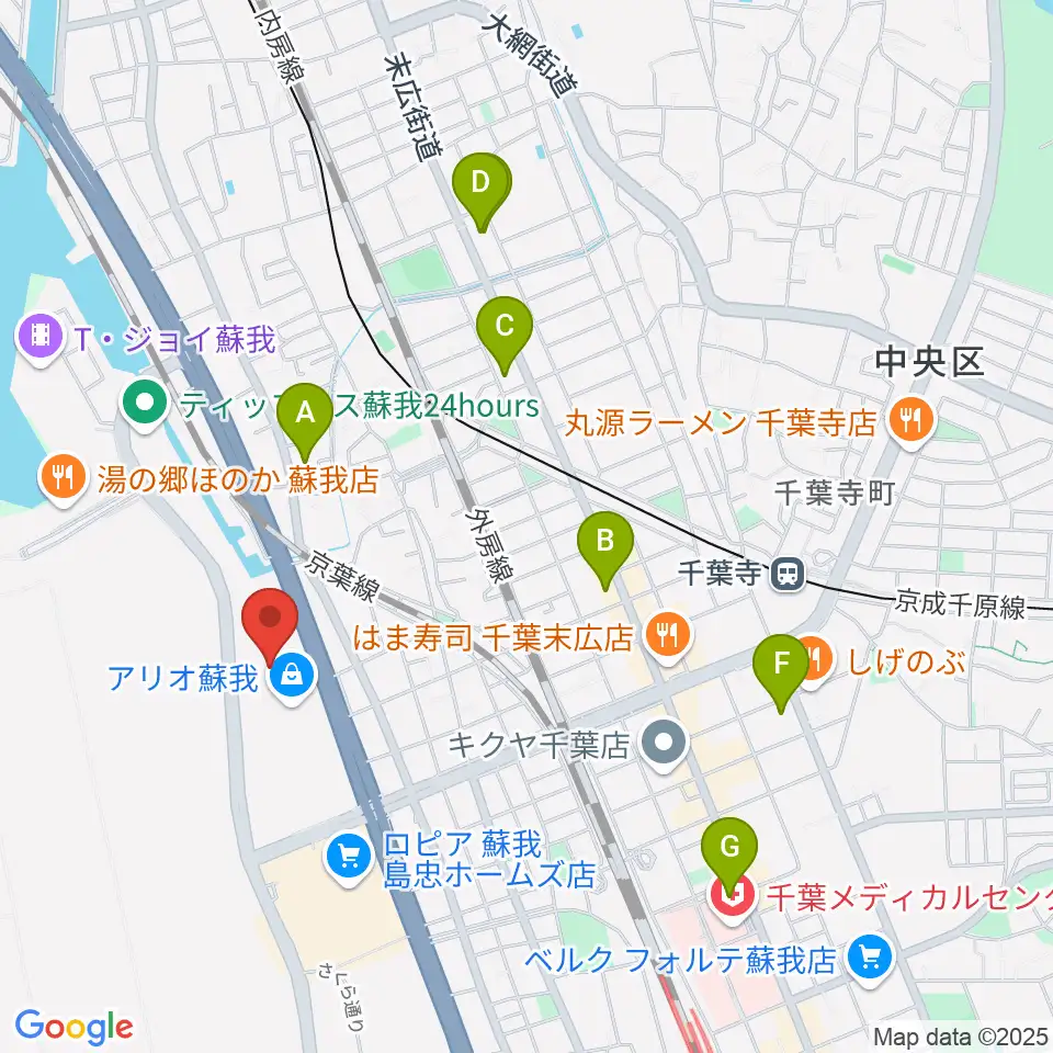 タワーレコード アリオモール蘇我店周辺のコンビニエンスストア一覧地図