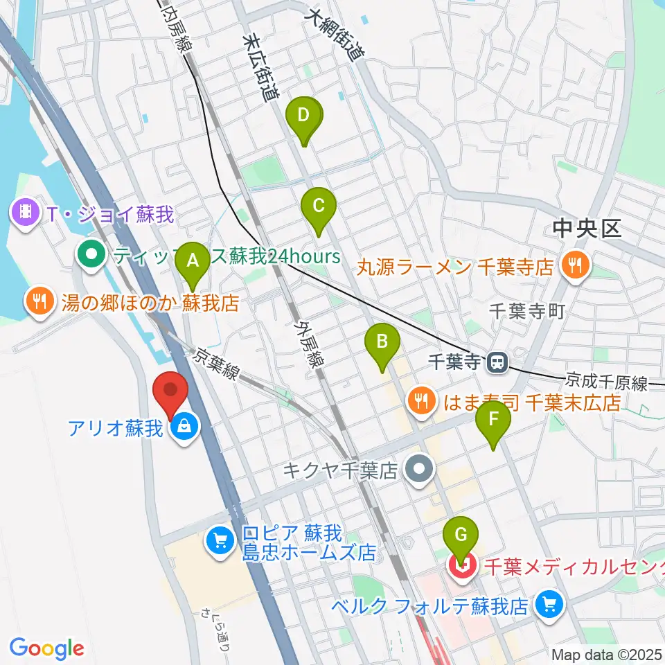 タワーレコード アリオモール蘇我店周辺のコンビニエンスストア一覧地図