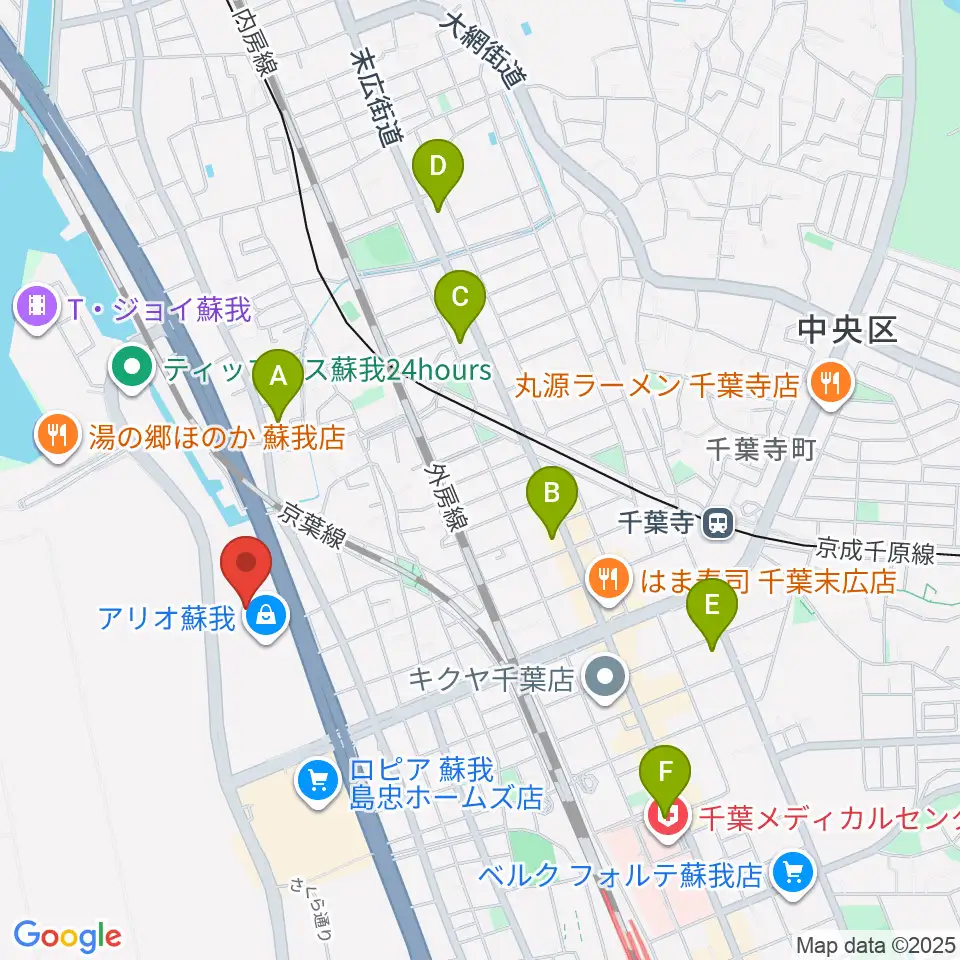 タワーレコード アリオモール蘇我店周辺のコンビニエンスストア一覧地図