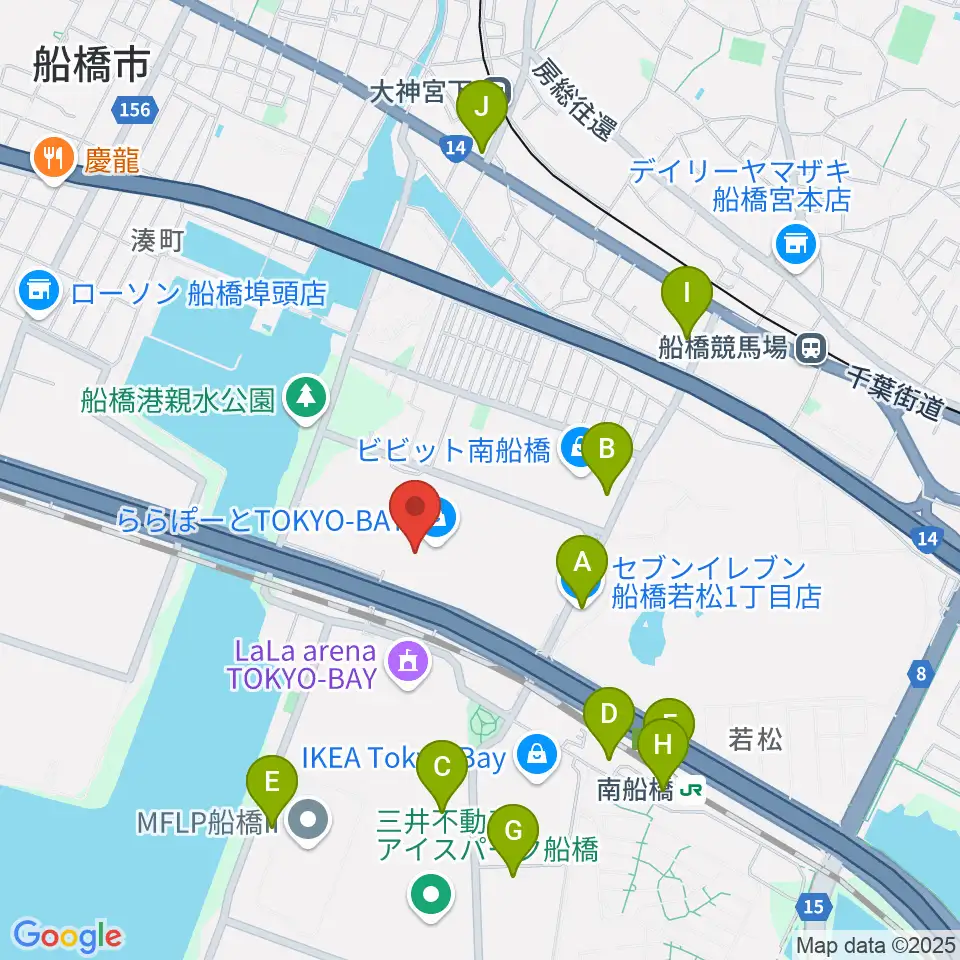 タワーレコード ららぽーとTOKYO-BAY店周辺のコンビニエンスストア一覧地図