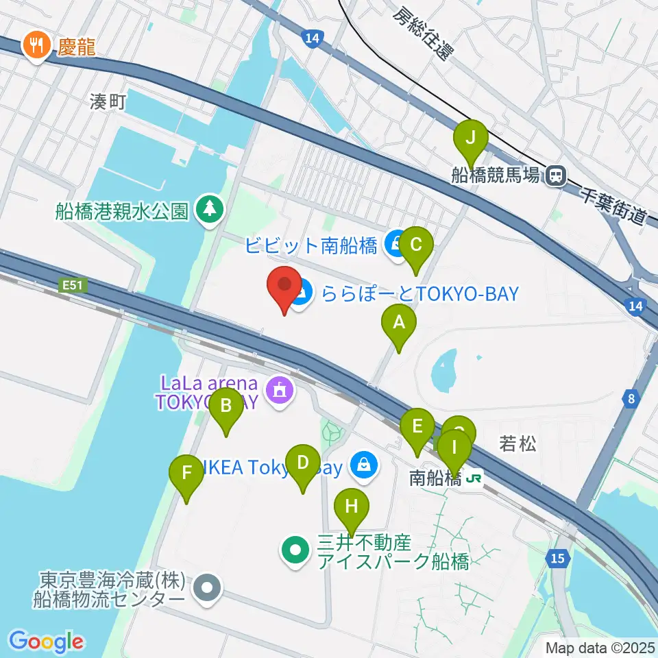 タワーレコード ららぽーとTOKYO-BAY店周辺のコンビニエンスストア一覧地図