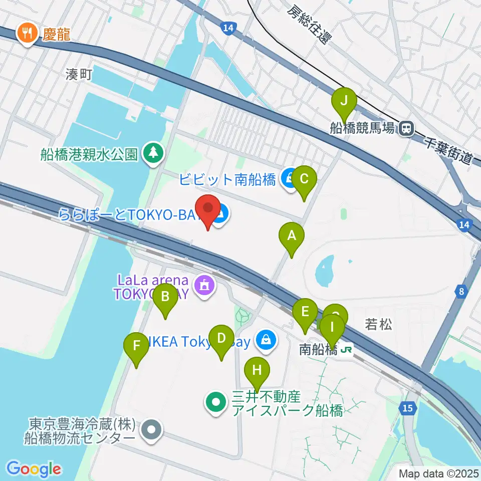 タワーレコード ららぽーとTOKYO-BAY店周辺のコンビニエンスストア一覧地図