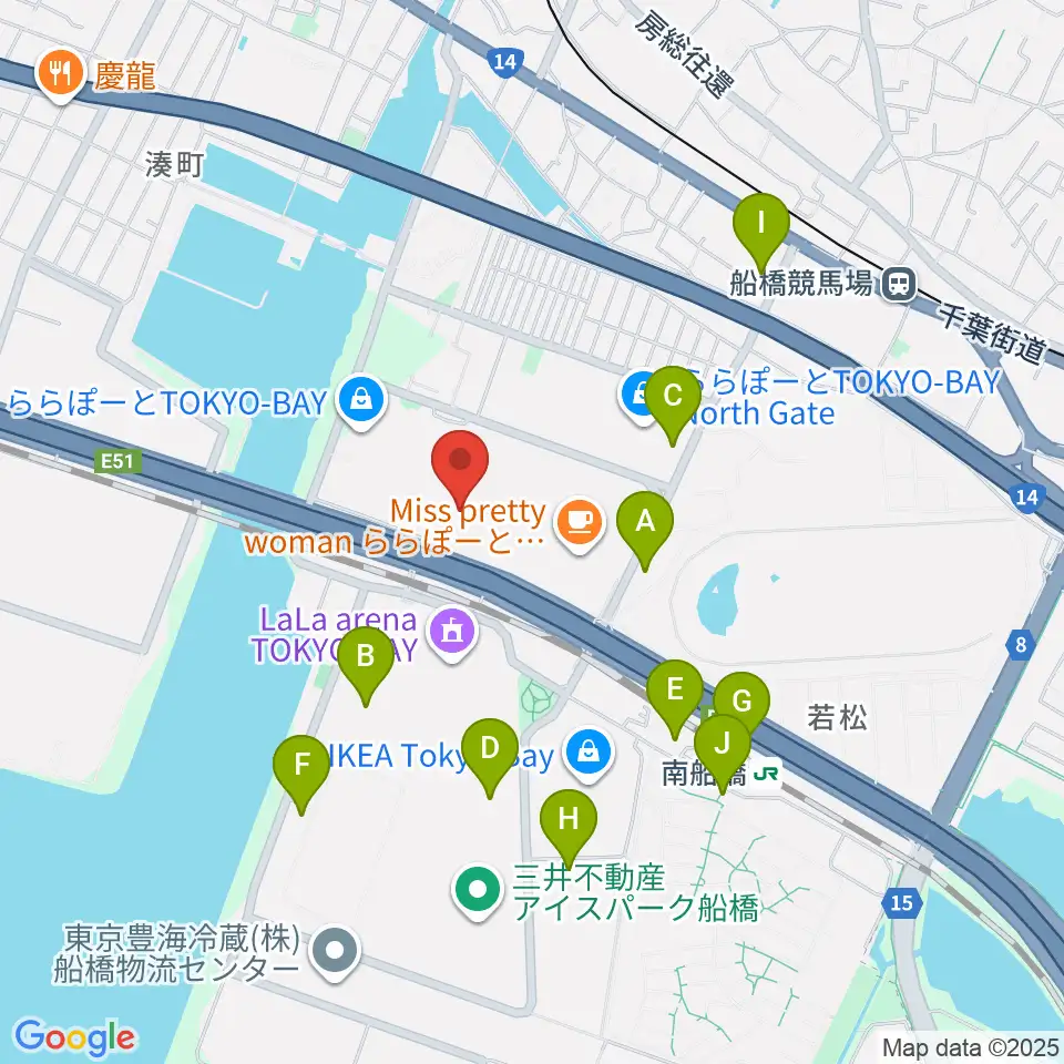 タワーレコード ららぽーとTOKYO-BAY店周辺のコンビニエンスストア一覧地図