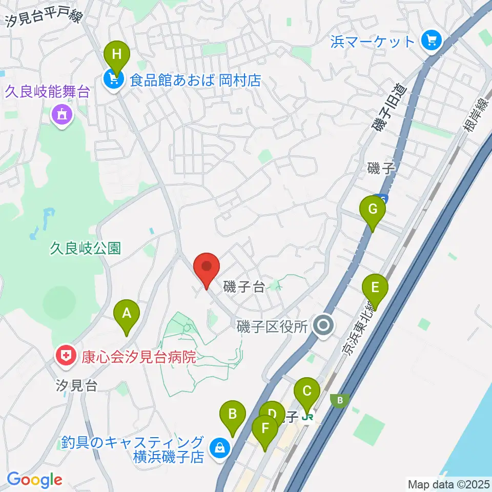 多治川ギタースクール横浜磯子教室周辺のコンビニエンスストア一覧地図