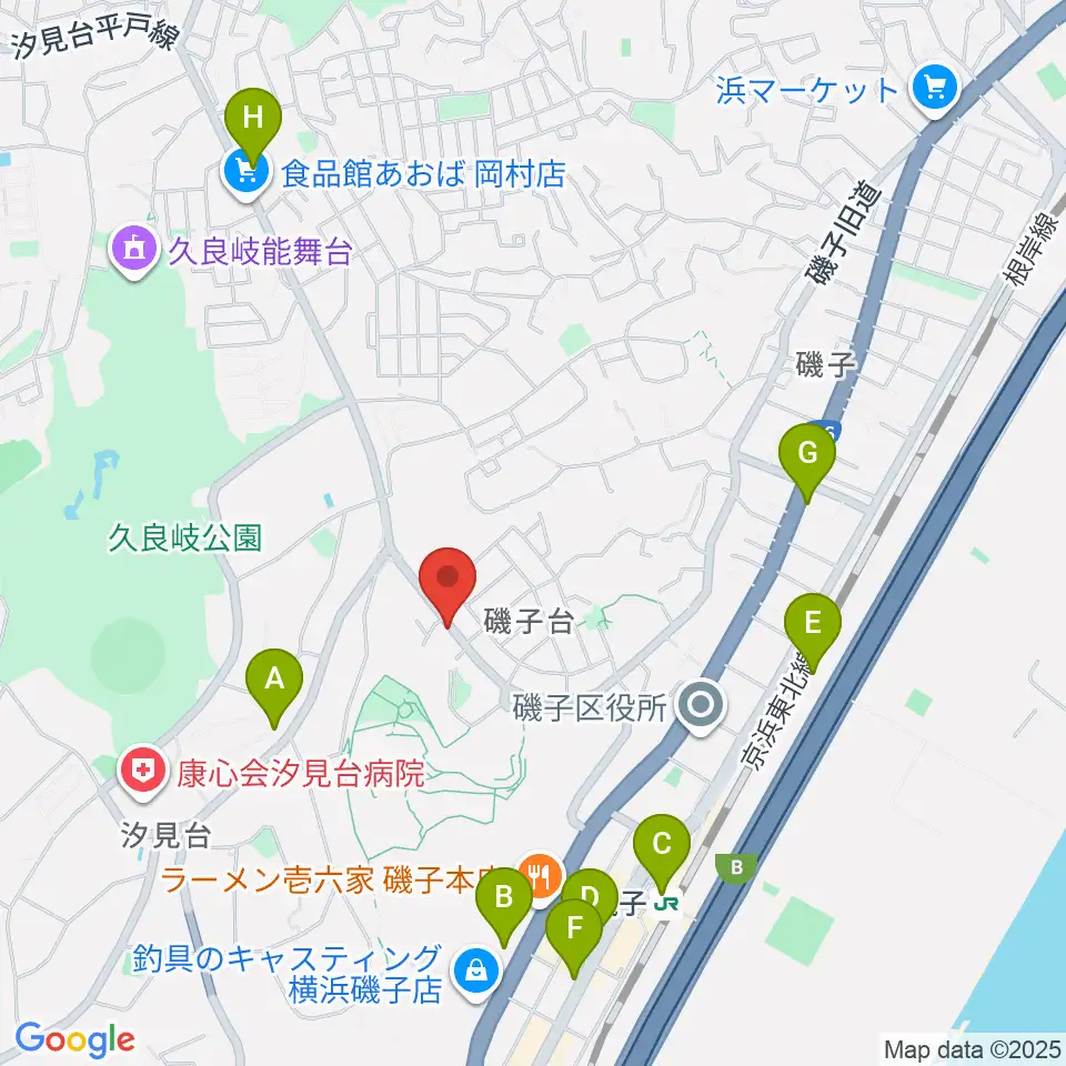 多治川ギタースクール横浜磯子教室周辺のコンビニエンスストア一覧地図