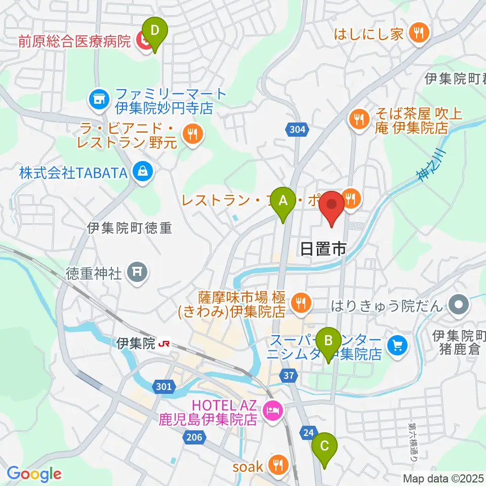 日置市伊集院文化会館周辺のコンビニエンスストア一覧地図
