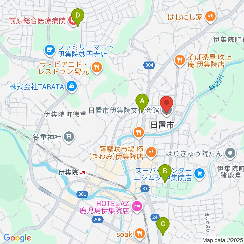 日置市伊集院文化会館周辺のコンビニエンスストア一覧地図