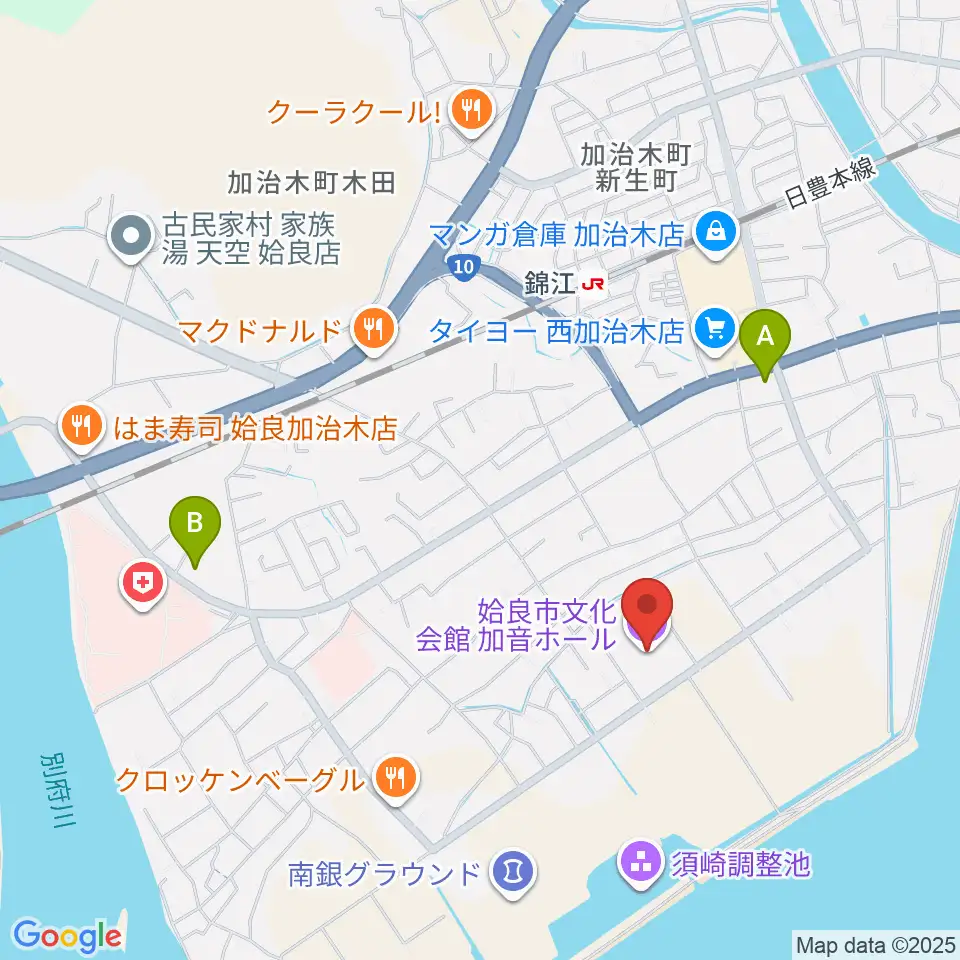 姶良市文化会館 加音ホール周辺のコンビニエンスストア一覧地図