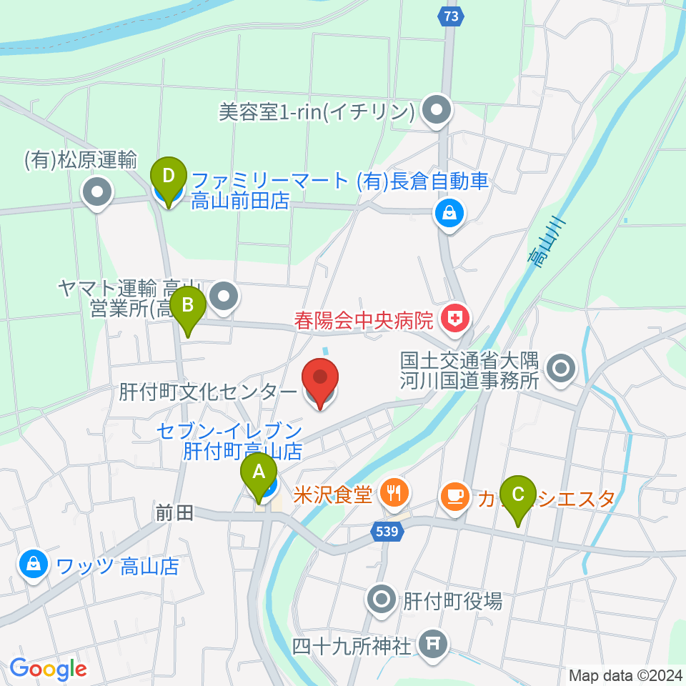 肝付町文化センター周辺のコンビニエンスストア一覧地図