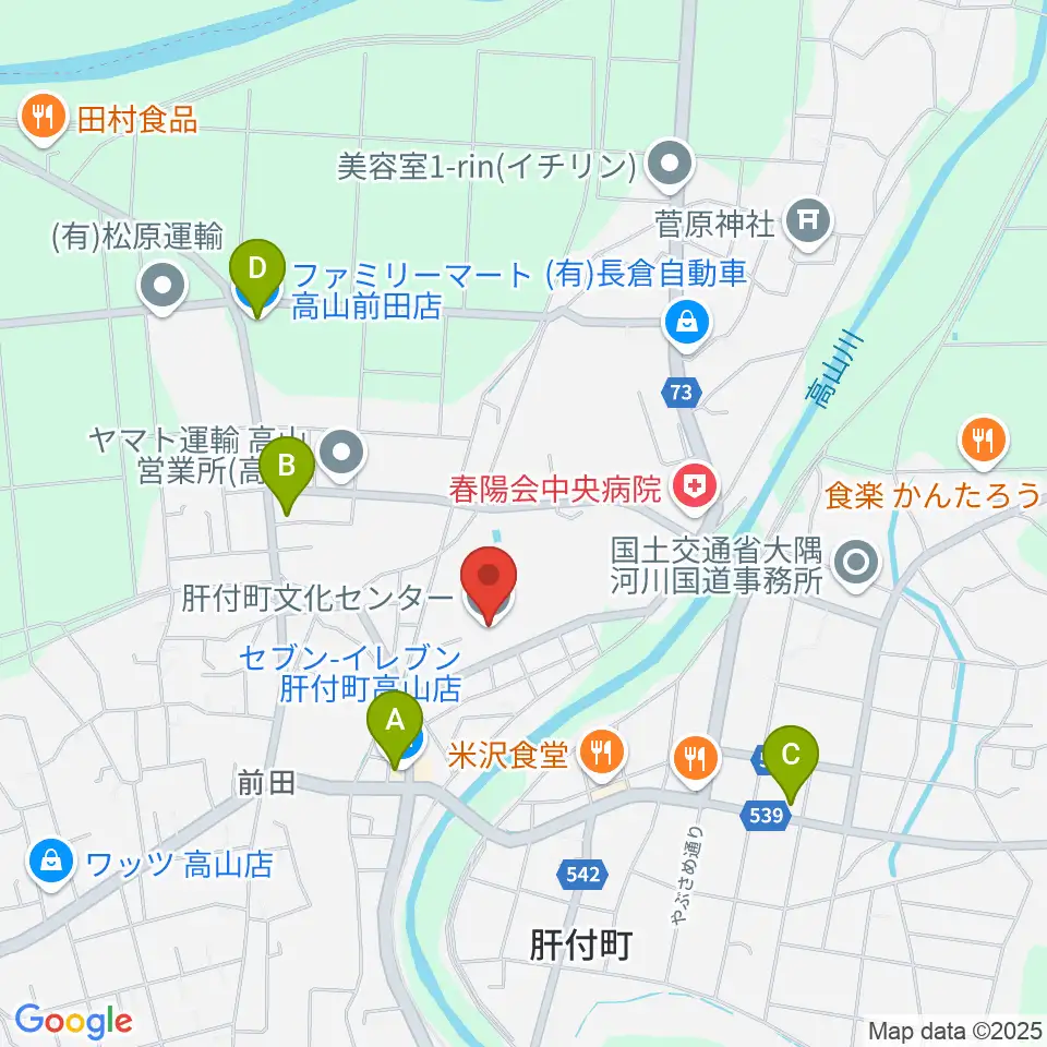肝付町文化センター周辺のコンビニエンスストア一覧地図
