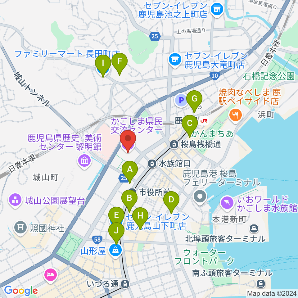 カクイックス交流センター周辺のコンビニエンスストア一覧地図