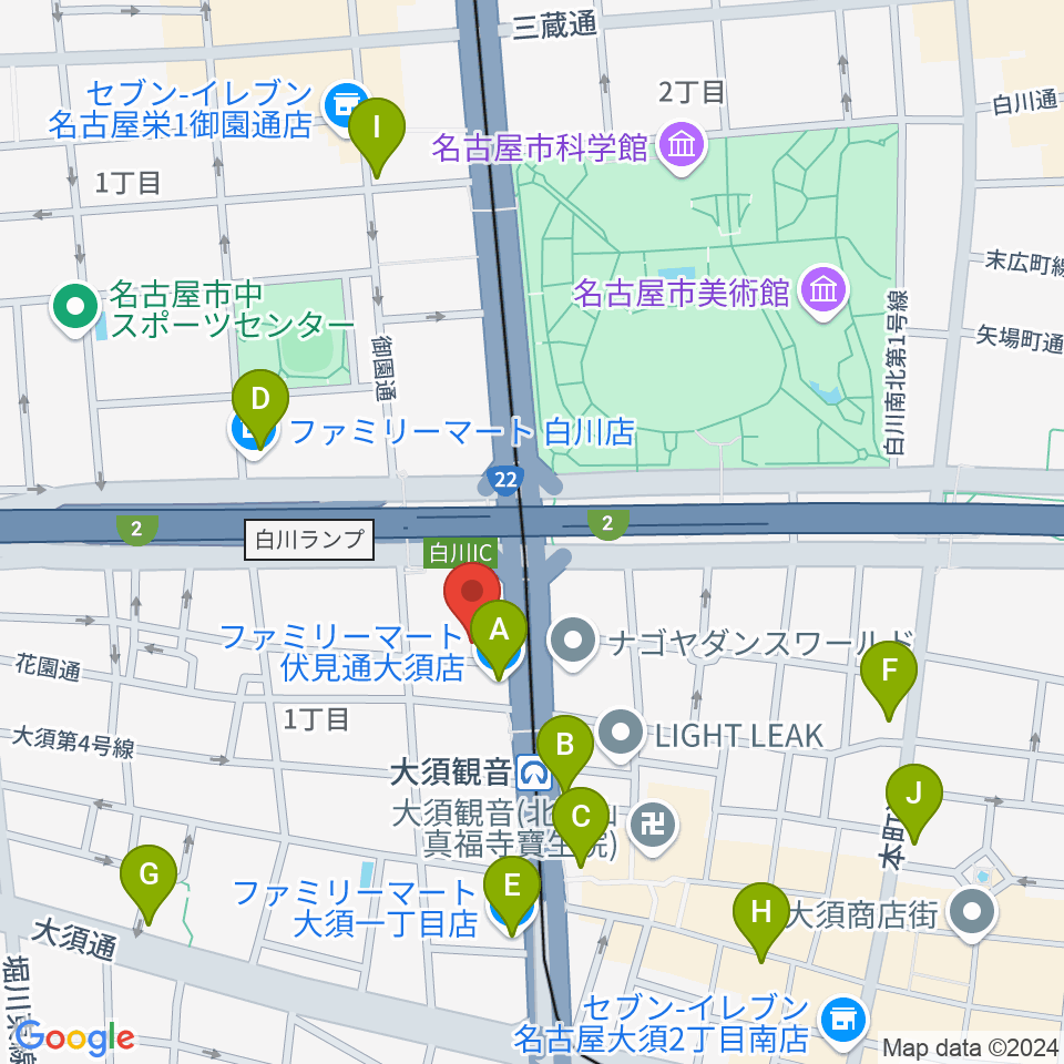 名古屋インターナショナルレジェンドホール周辺のコンビニエンスストア一覧地図