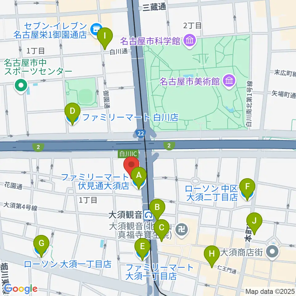 名古屋インターナショナルレジェンドホール周辺のコンビニエンスストア一覧地図