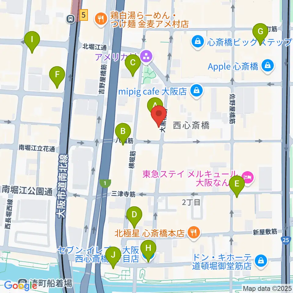 心斎橋BRONZE周辺のコンビニエンスストア一覧地図